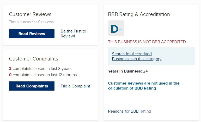 BadCreditLoans BBB page (November 2022)
