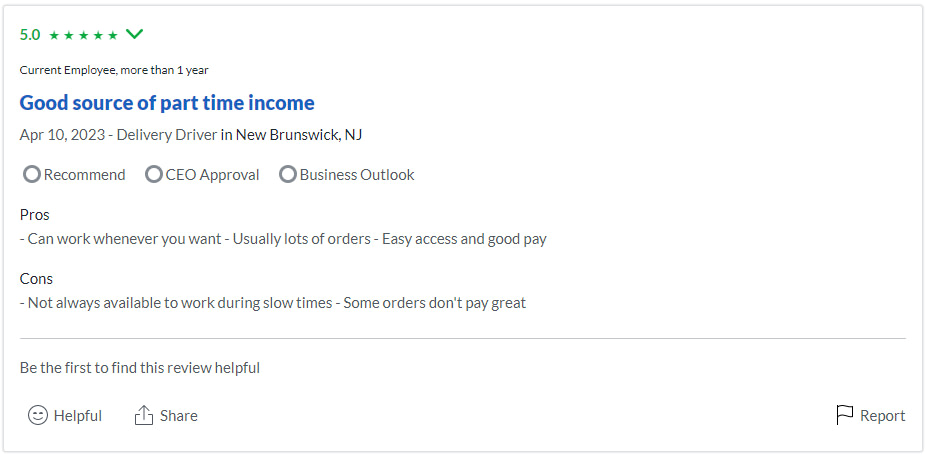 DoorDash review on glassdoor.com