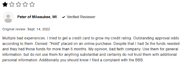 Negative customer review