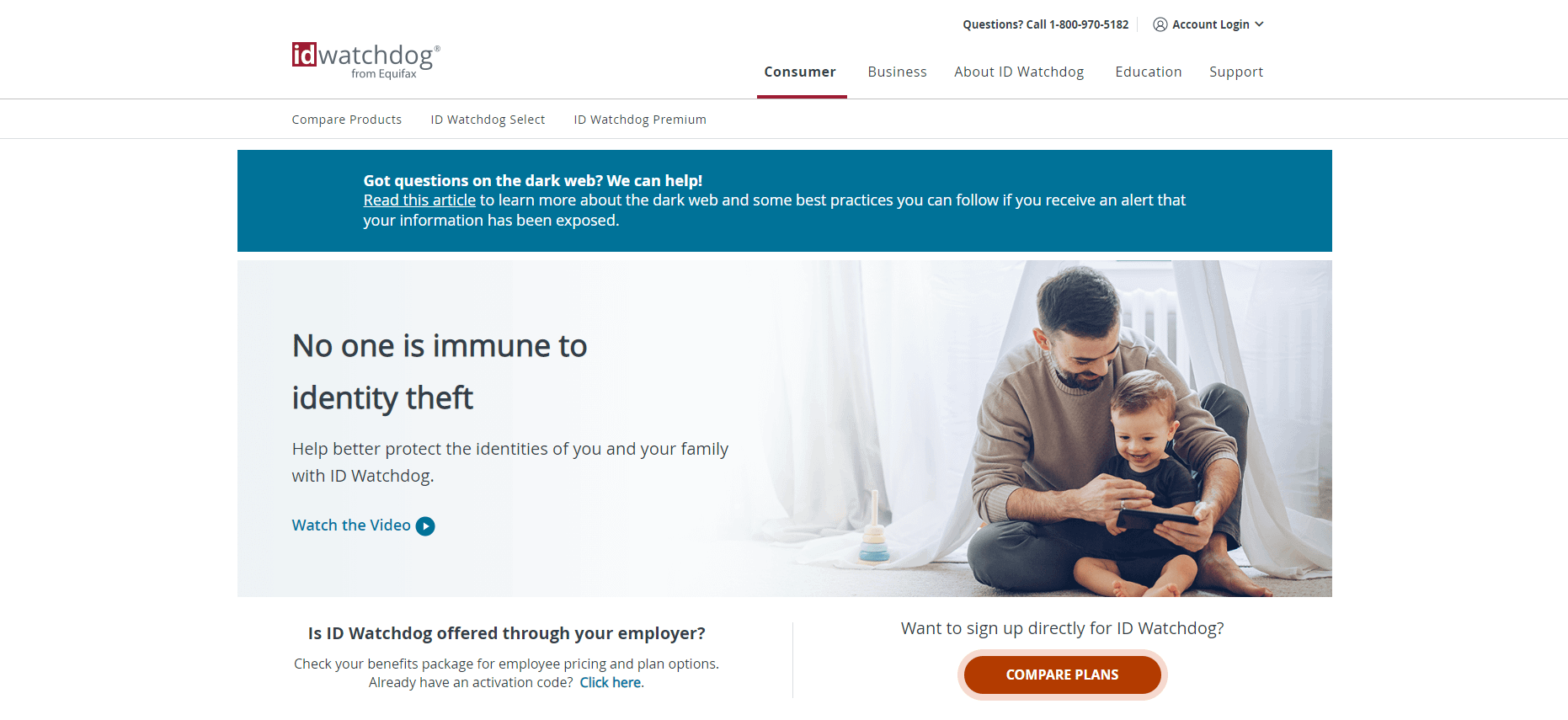 ID Watchdog from Equifax homepage