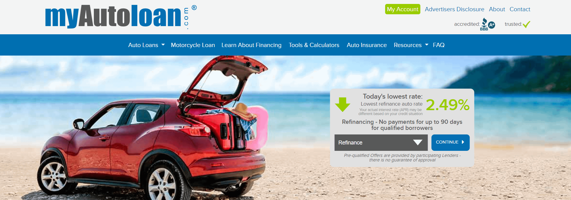 My Auto Loan auto refinance page