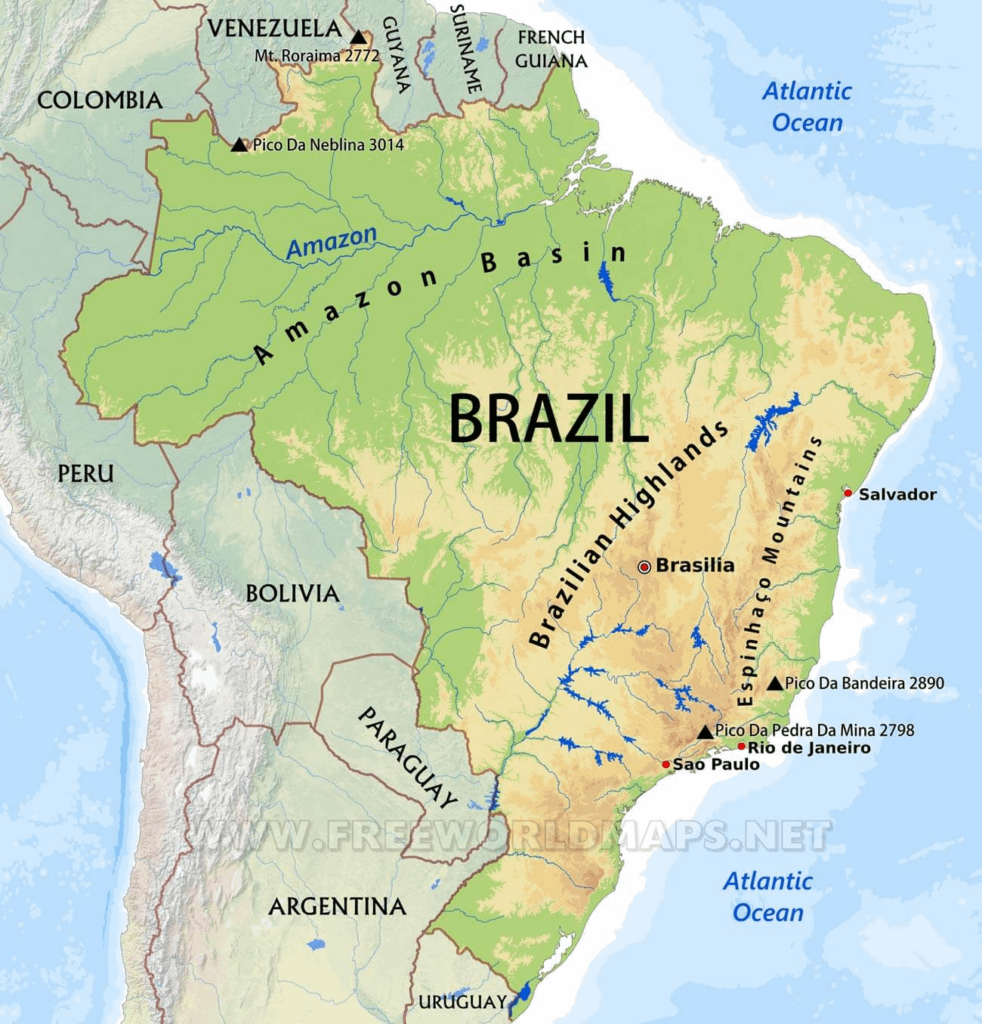 Brazil physical map