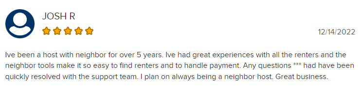 Positive customer review of Neighbor.com on BBB