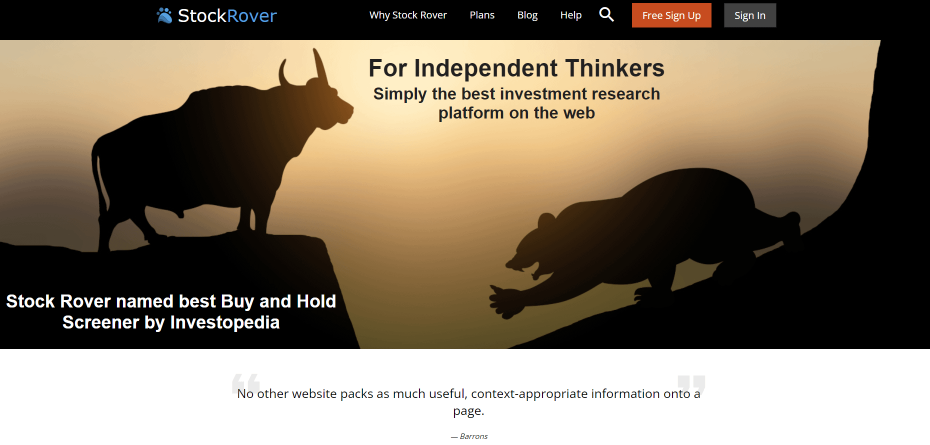StockRover homepage