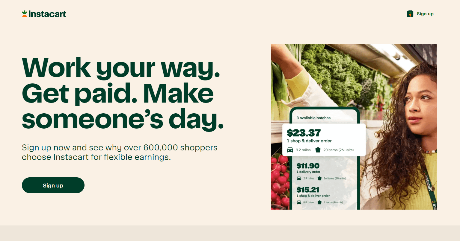 Instacart homepage