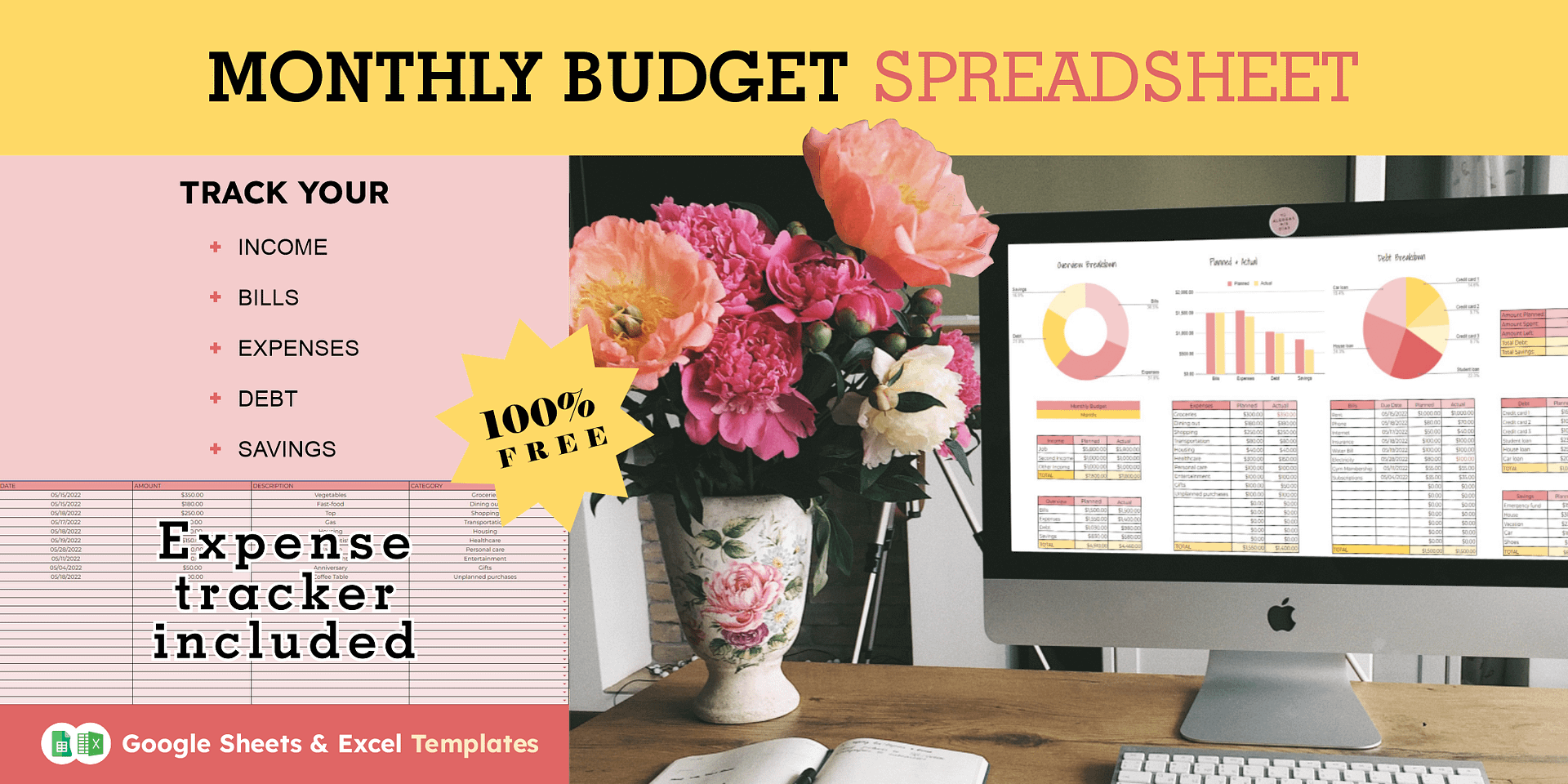 Free Monthly Budget Spreadsheet Template (Excel & Google Sheets)