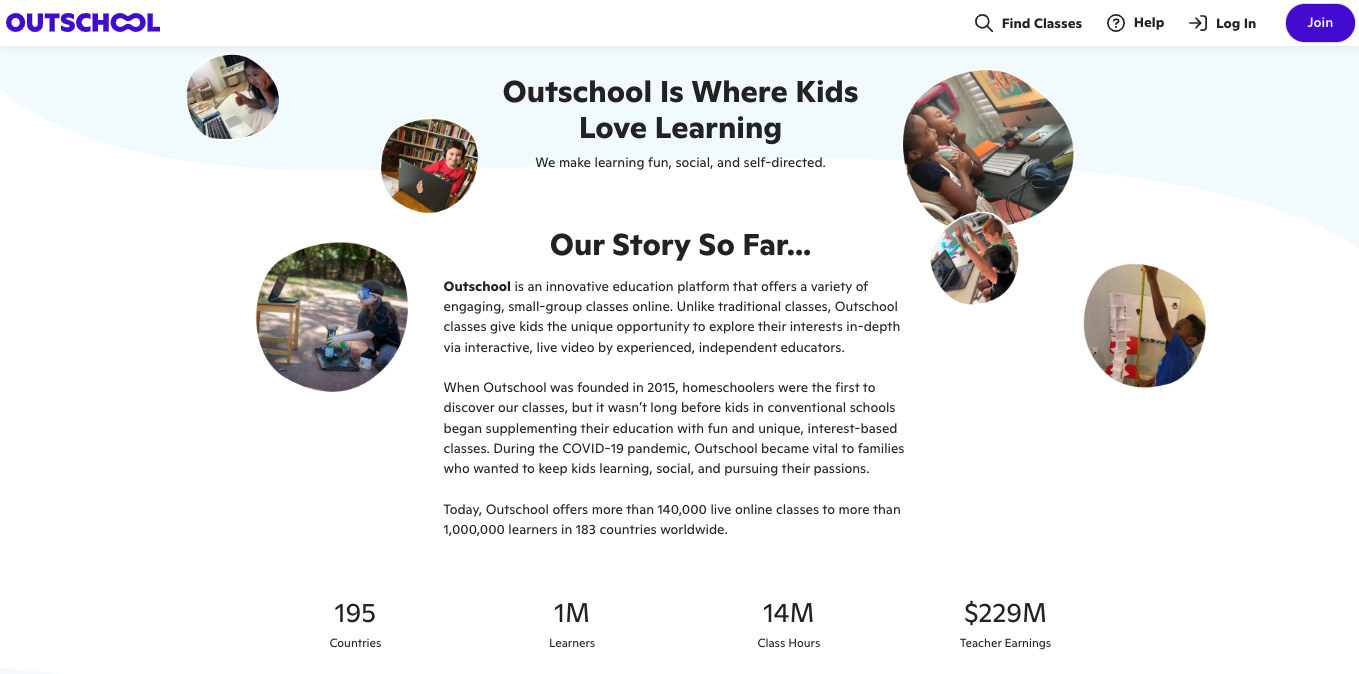 Outschool About page