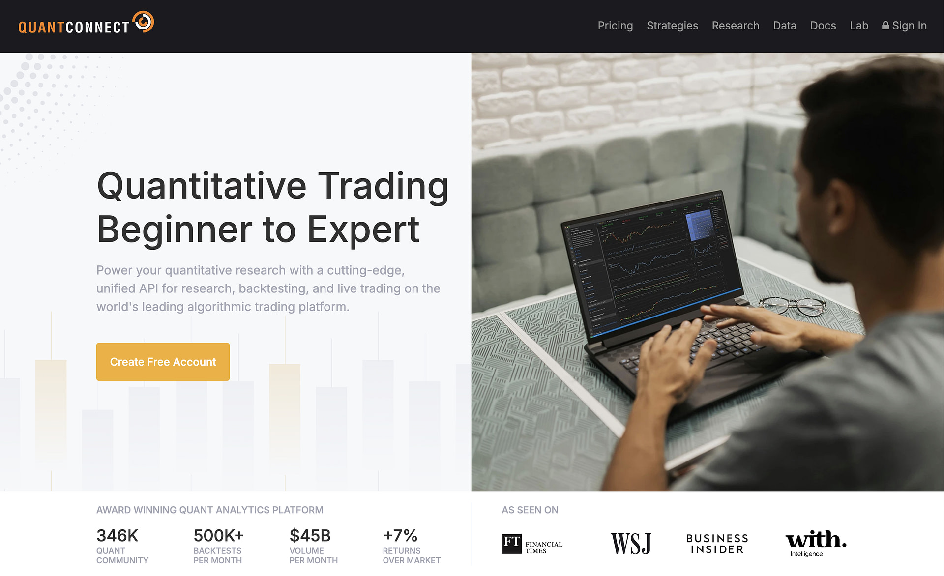 QuantConnect homepage.