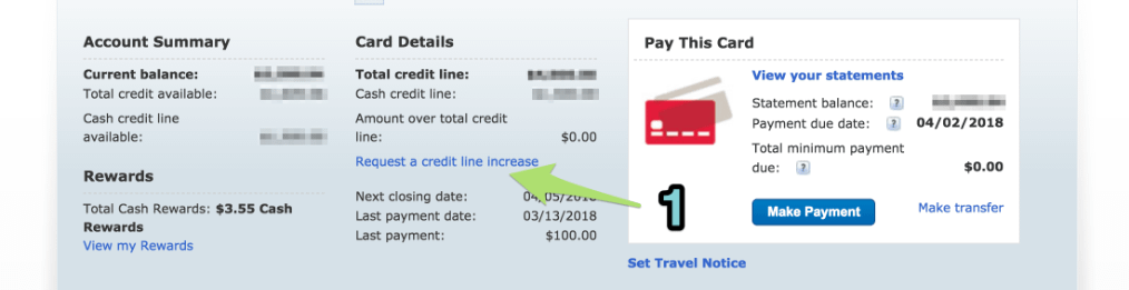 Form to request a credit limit increase