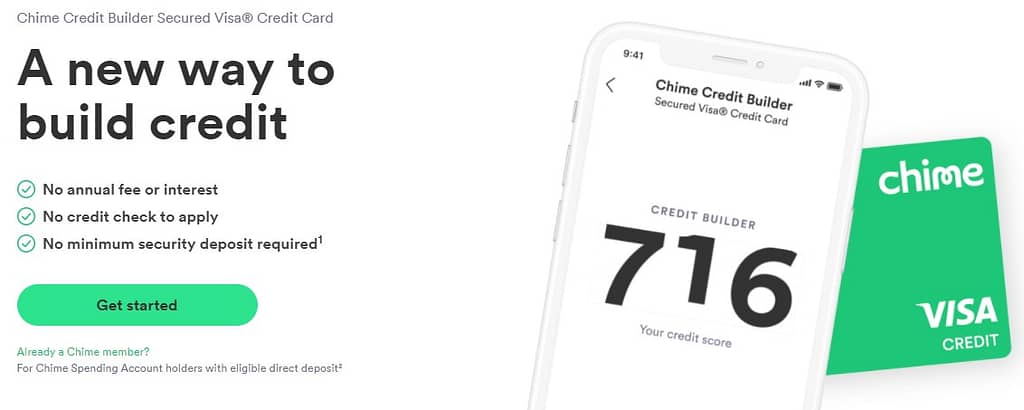 Chime credit builder card page