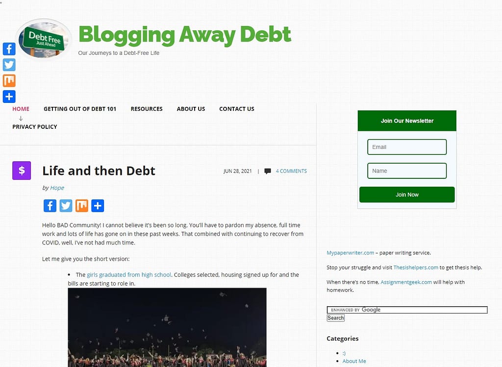 Blogging Away Debt