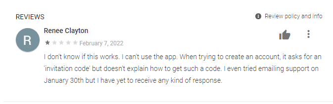 eCredable negative review on Google Play store