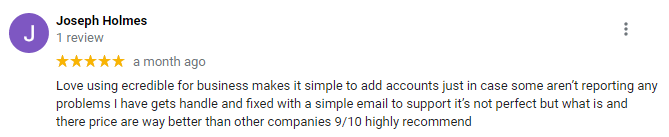 Positive eCredable review on Google