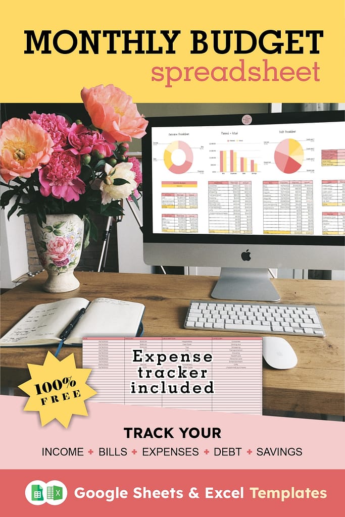 Monthly budget spreadsheet template (Excel & Google Sheets)