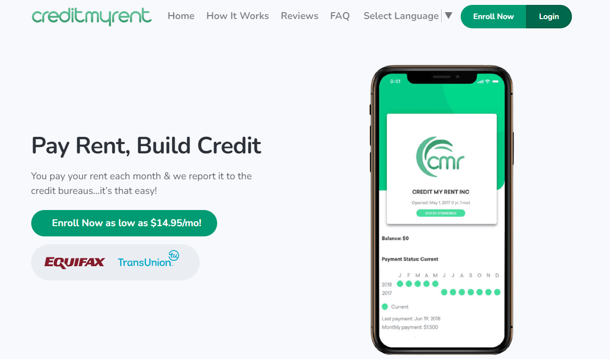 Credit My Rent homepage