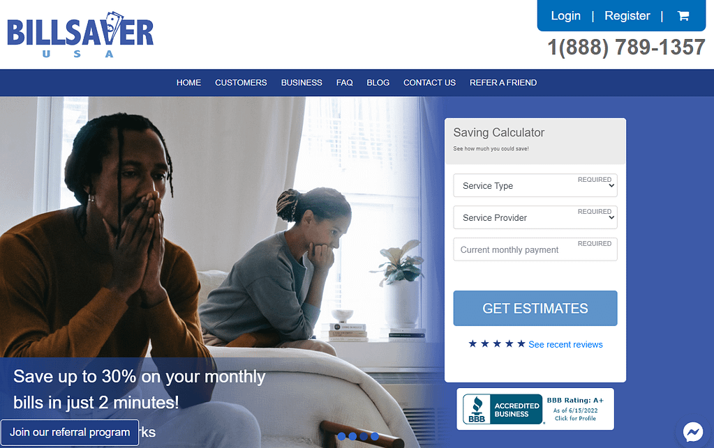 Billsaver homepage