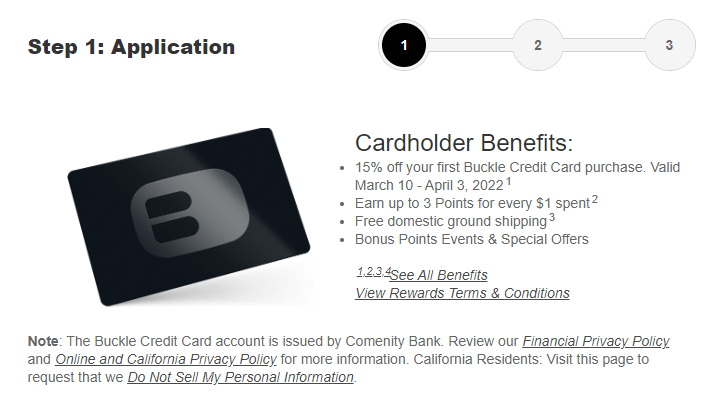 Buckle Credit Card Application