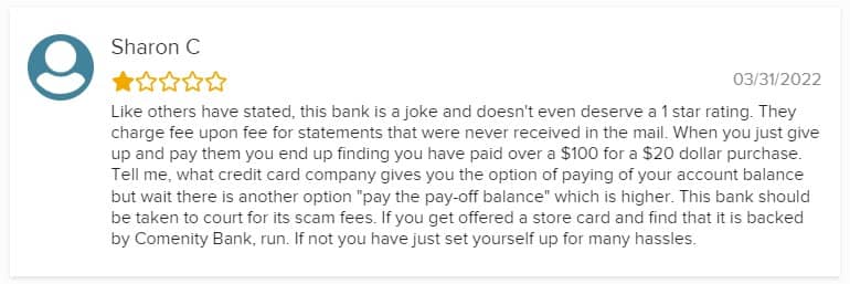 Comenity Bank BBB reviews