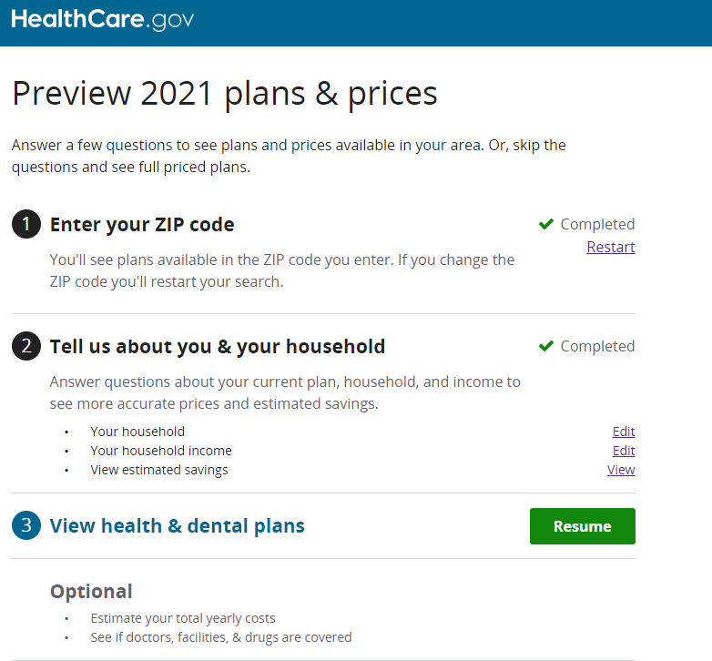Health insurance questionnaire