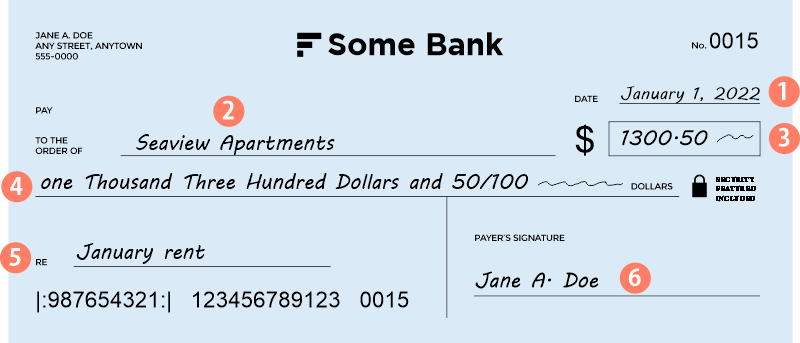 Steps in writing a check
