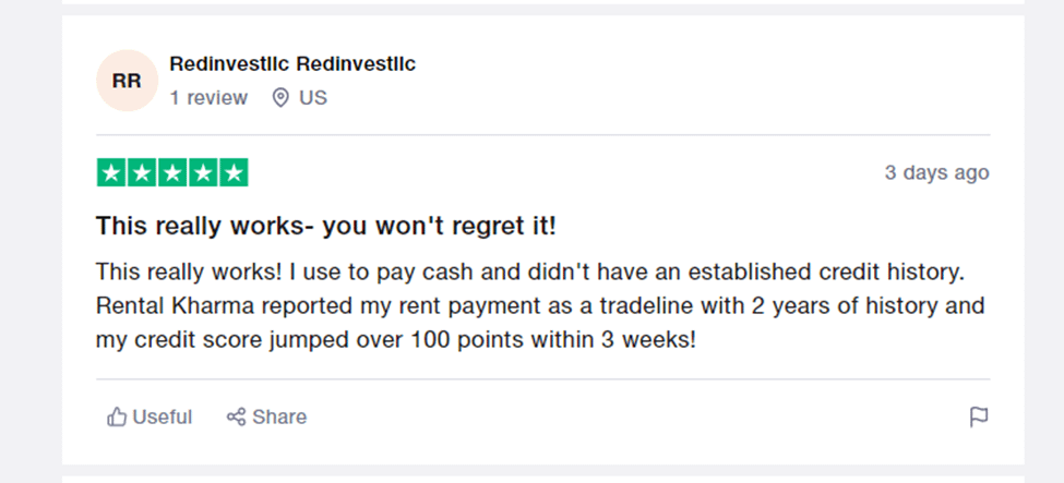 Rental Kharma positive review on TrustPilot