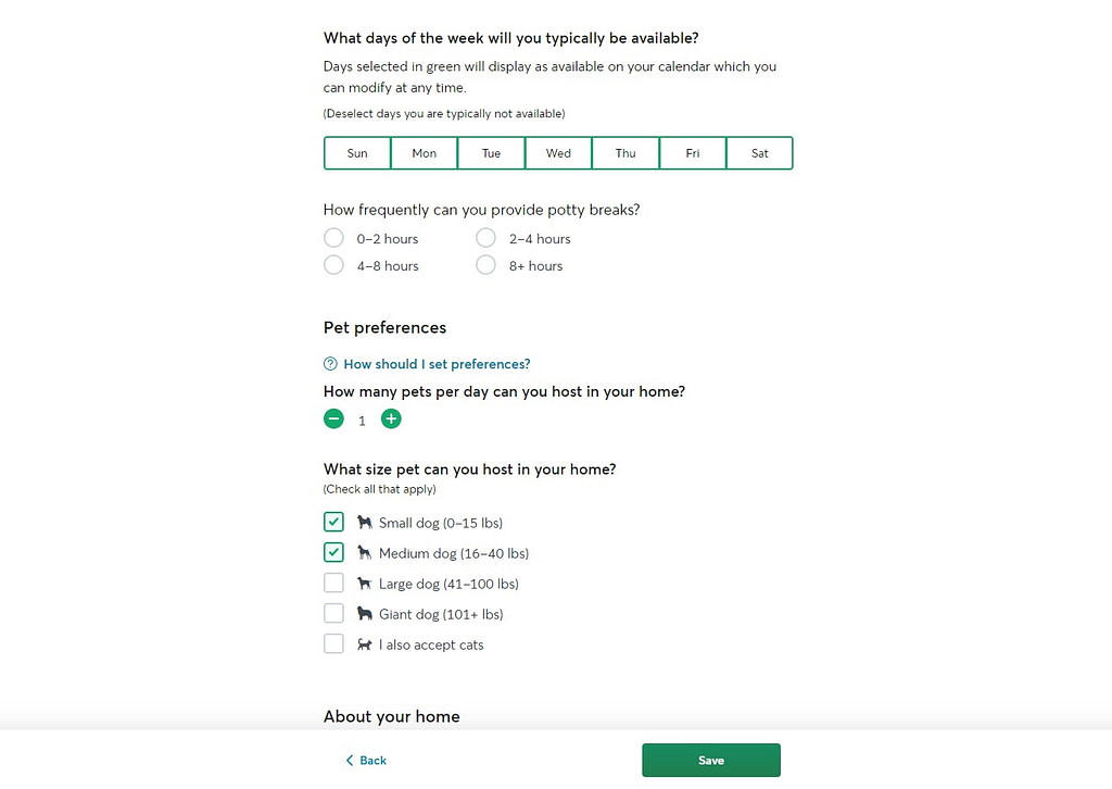 Sign up as a dog sitter on Rover - step 2