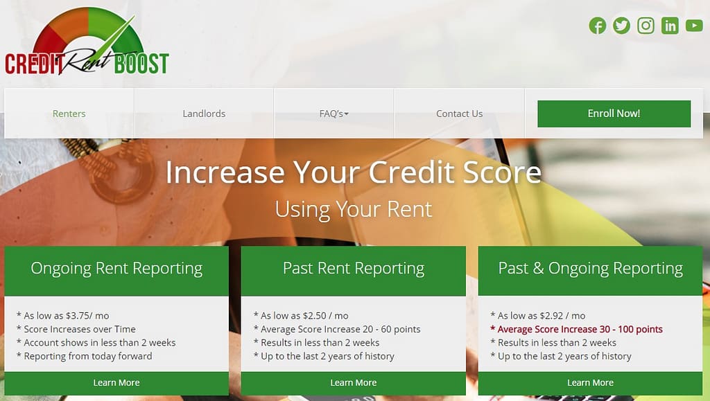 Credit Rent Boost website