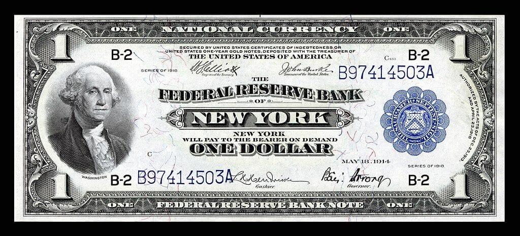 Federal Reserve Bank of New York, 1 dollar bill