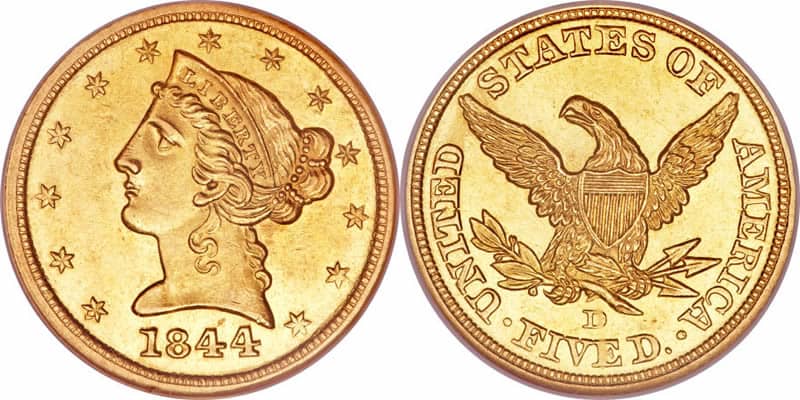 The gold dollar and the double eagle.
