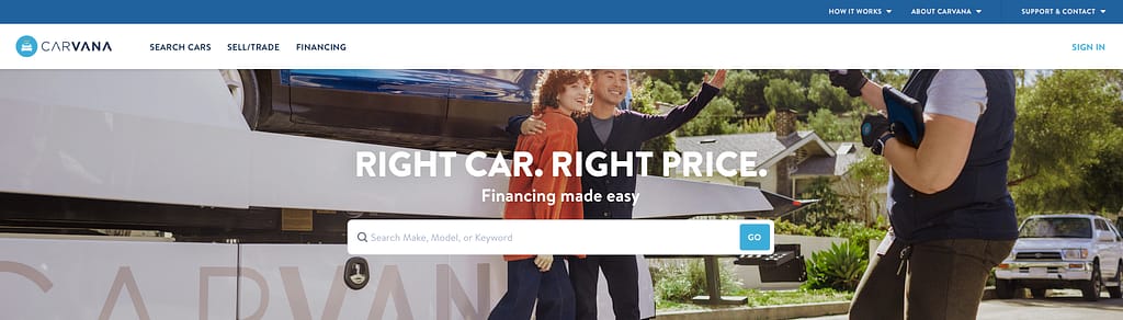 Carvana homepage
