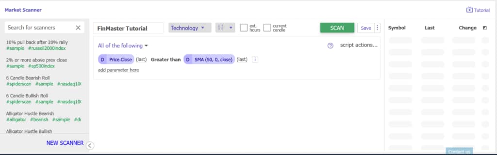 How to use TrendSpiders market scanner-using filter