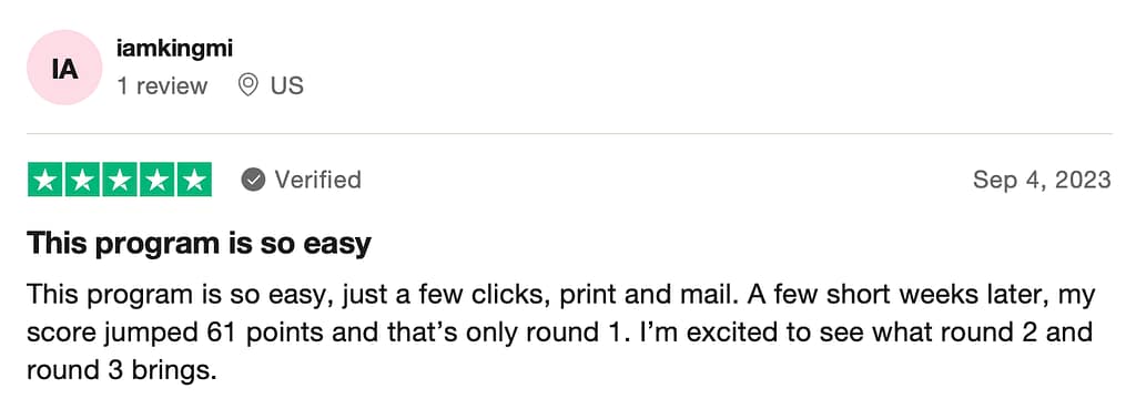 Credit Versio's positive review on TrustPilot