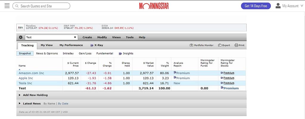 Morningstar Portfolio Manager