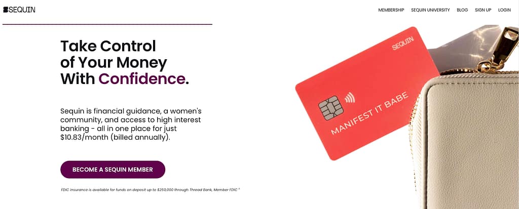 Sequin Debit Card Website
