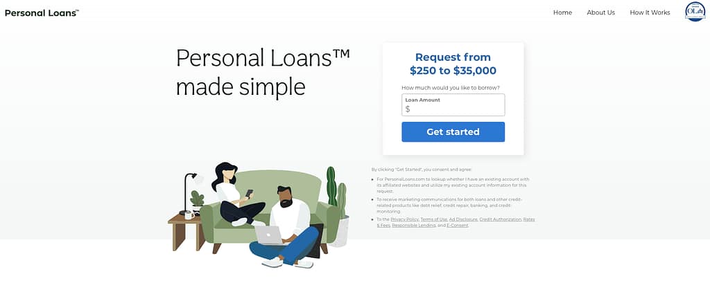 PersonalLoans.com home page