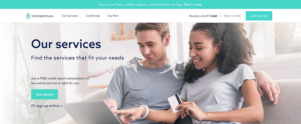Lexington Law website (March 2022)