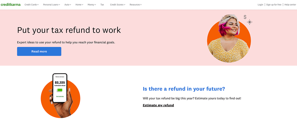 Credit Karma Tax Homepage
