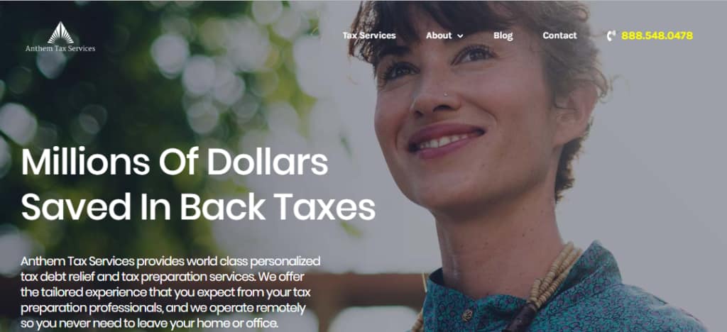 anthem-tax-services-homepage Anthem Tax Services website