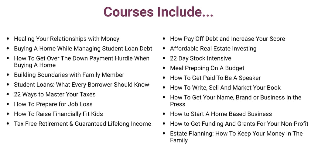 Live Richer Academy course list