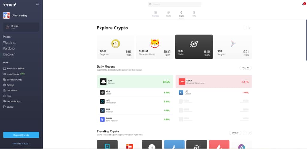 eToro Explore Crypto