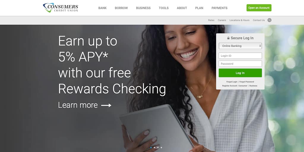 Consumers Credit Union home page