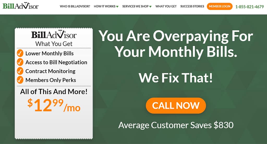 Billadvisor homepage