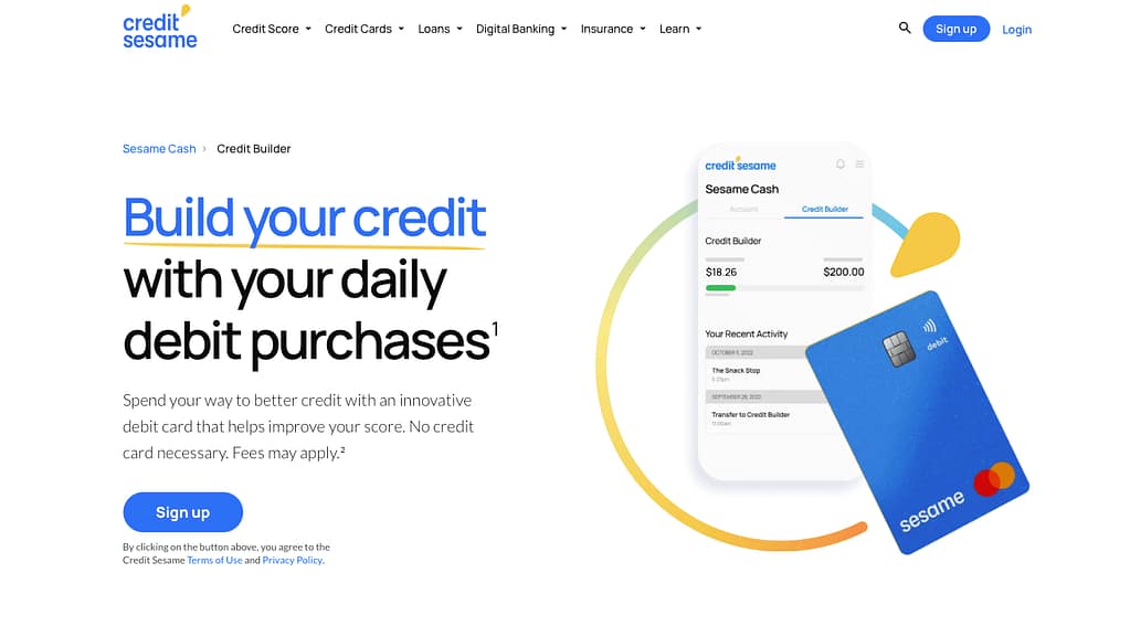 Sesame Cash home page