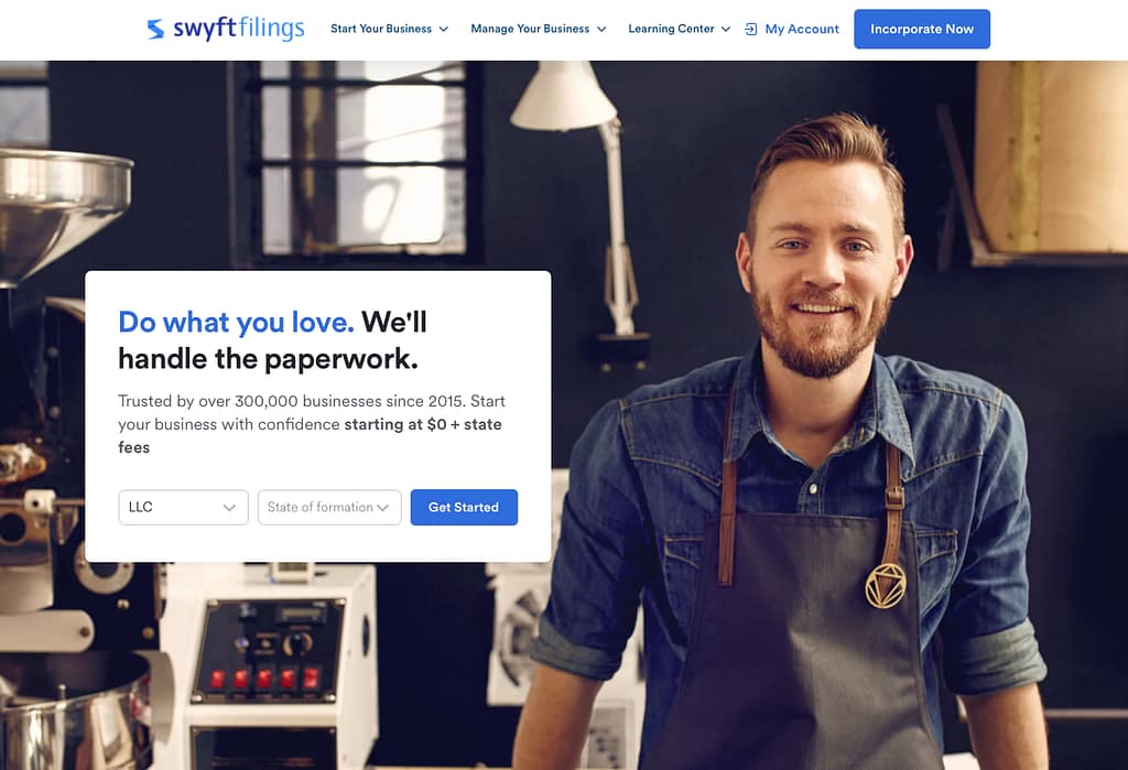 Swyftfilings homepage