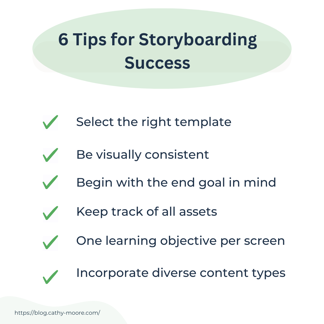 Tips on how to create a storyboard for instructional design.