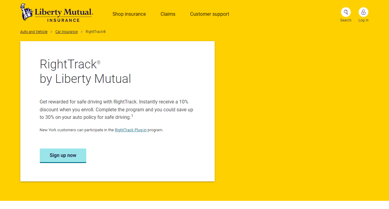 Usage-based Car Insurance: LibertyMutual Insurance page