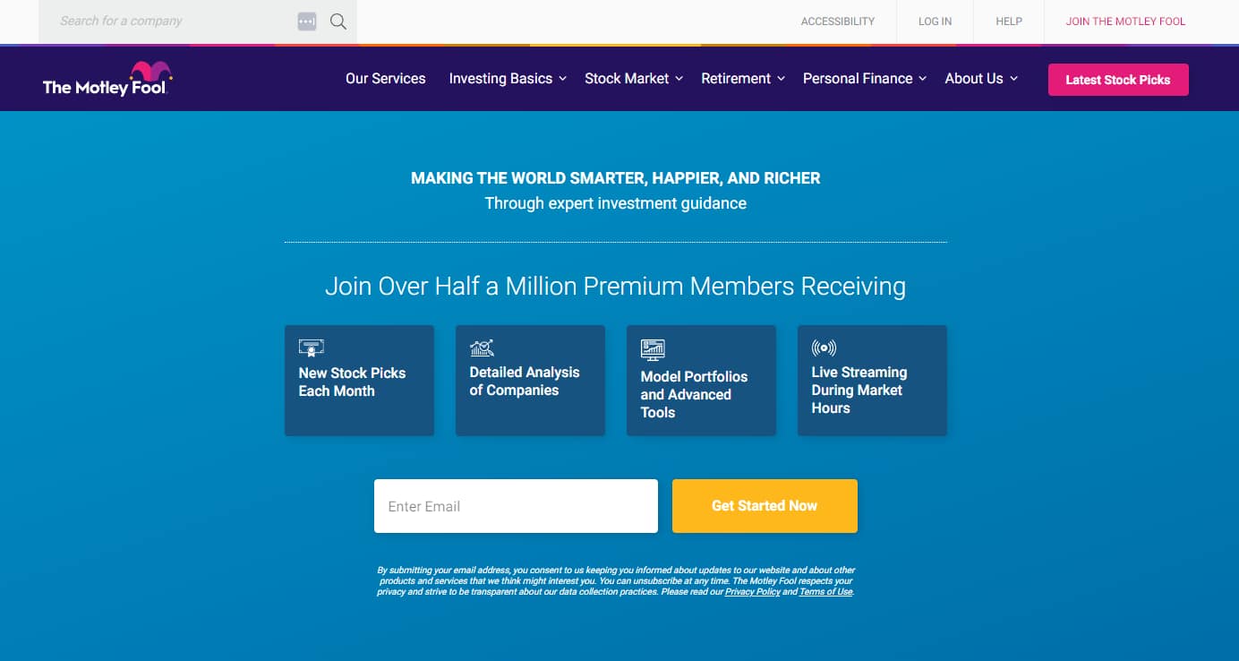 The Motley Fool homepage