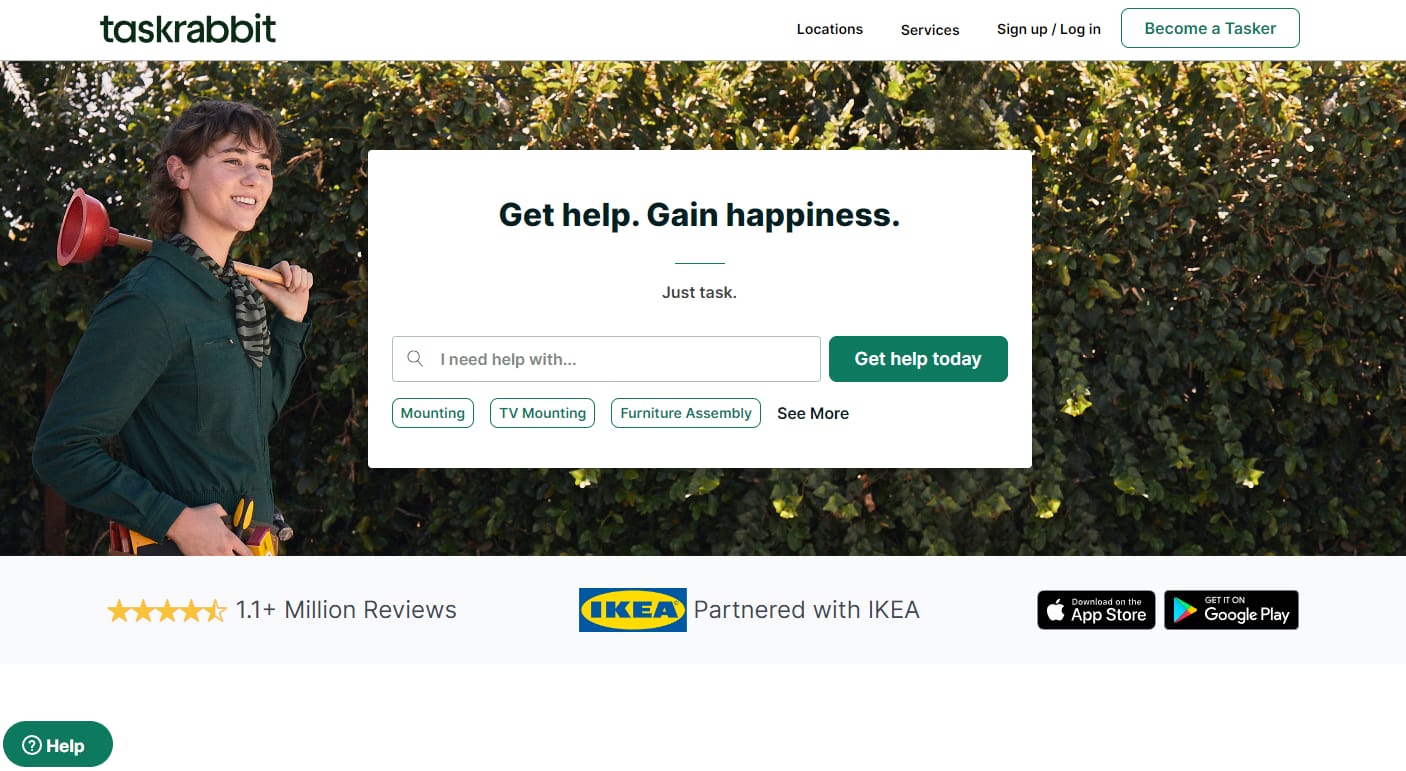 Best Money-Making Apps: TaskRabbit homepage