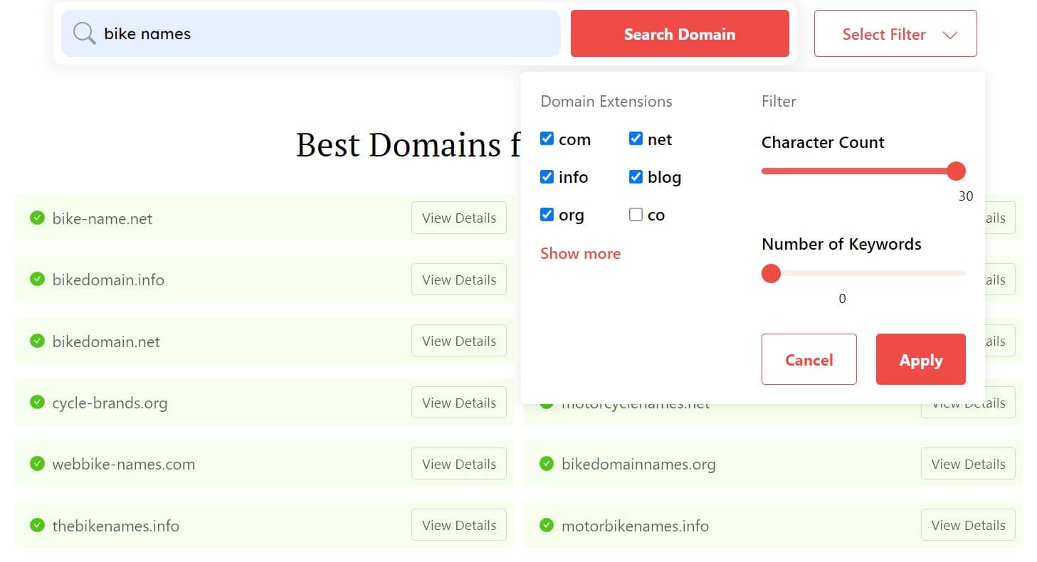 Search Filter domain extension
