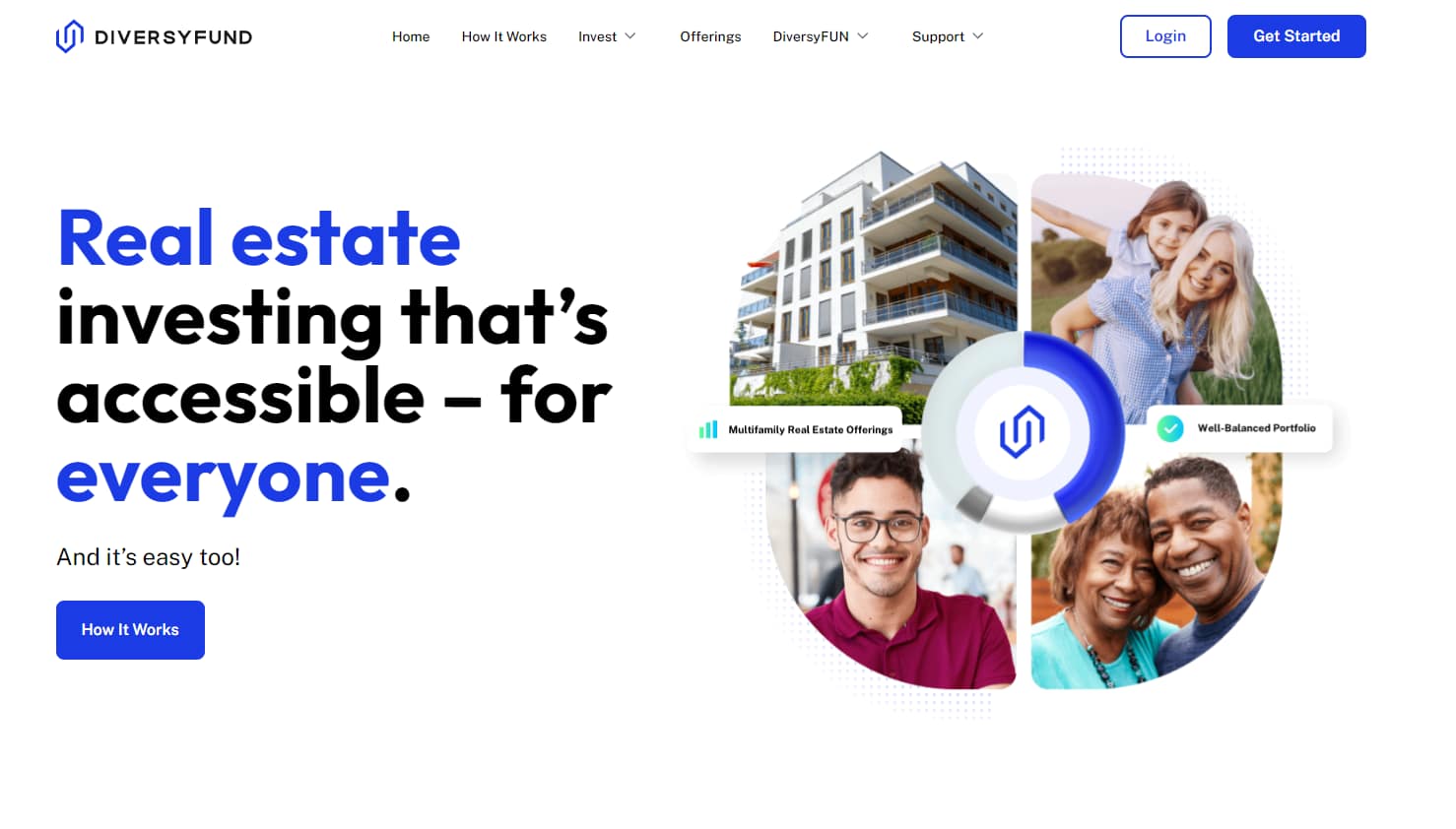 Best real estate investment apps: DiversyFund homepage